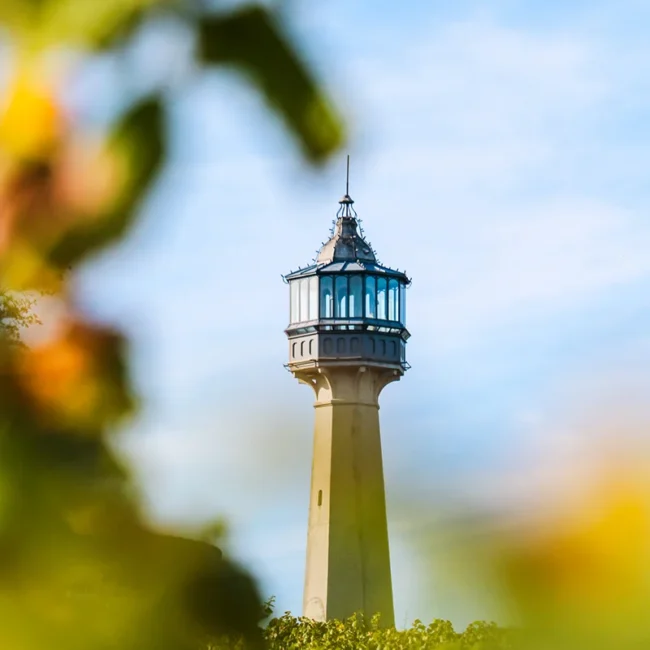 Der Leuchtturm von Verzenay, ein markantes Wahrzeichen inmitten der Weinberge der Champagne in Frankreich.