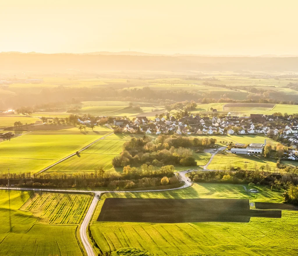 Blick über die Landschaft vom Berg des Einkorns bei Schwäbisch Hall in Hohenlohe