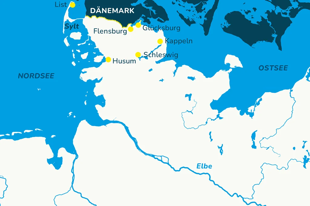 Karte zur Reise Schleswig-Holstein
